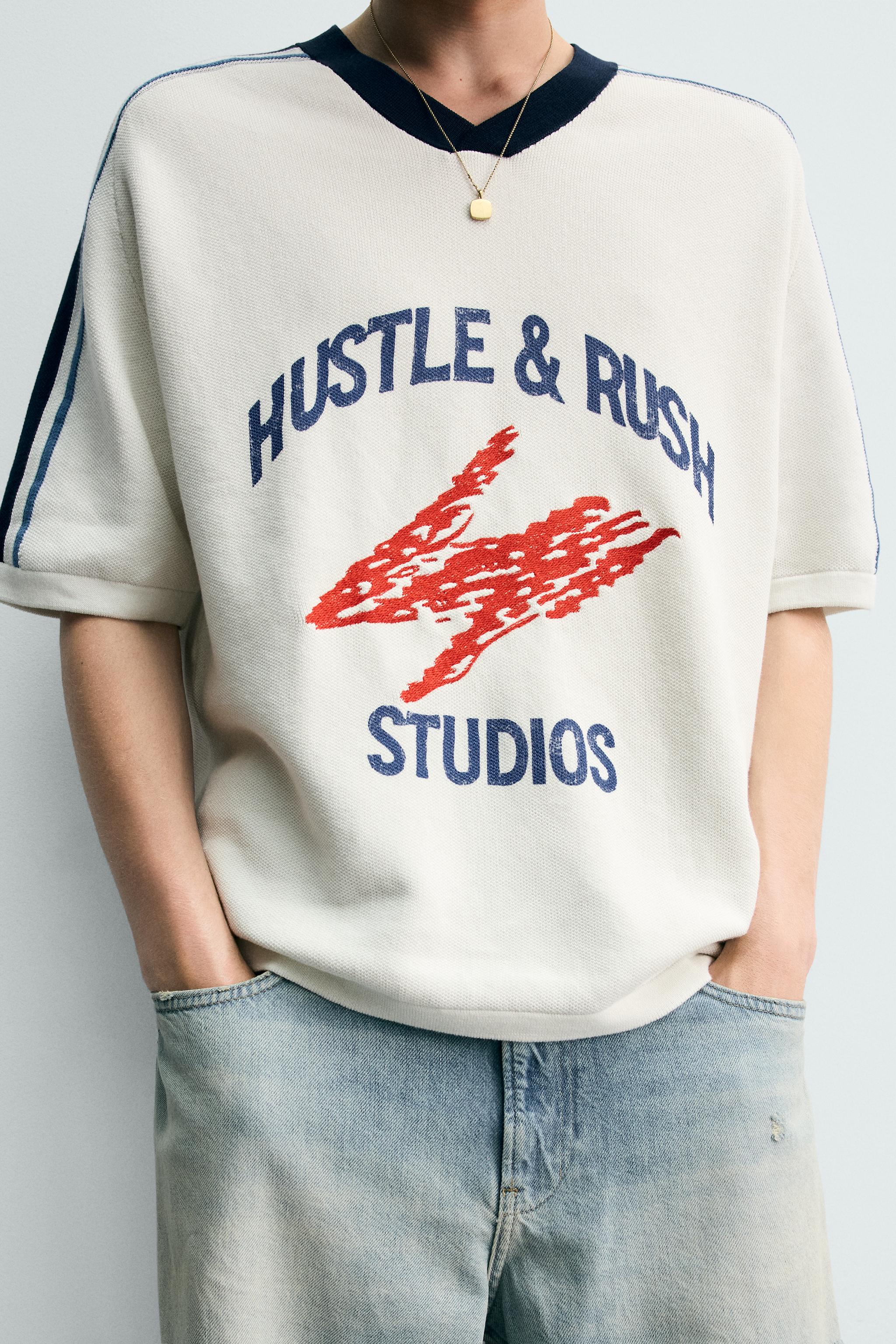 RETRO STRIPE KNIT T-SHIRT - Oyster-white | ZARA United States