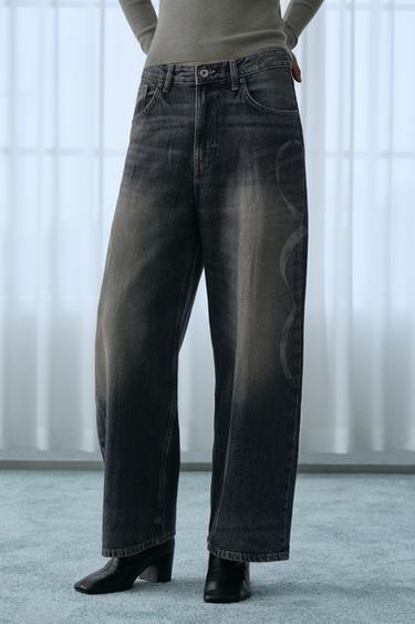TRF BAGGY JEANS WITH SIDE PRINT - Blue by Zara