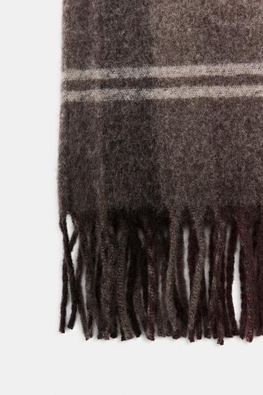CHECK SCARF WITH FRINGE - camel by Zara - Image 4