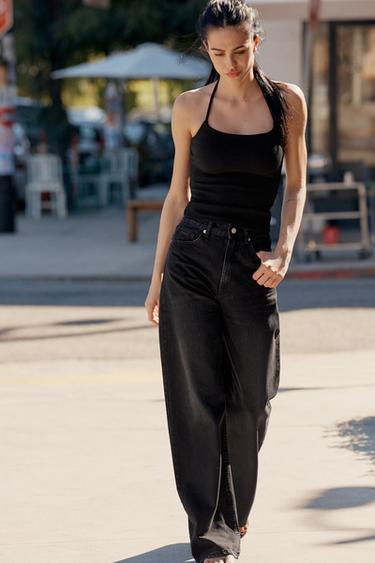 STRETCH KNIT HALTER TOP - Black by Zara