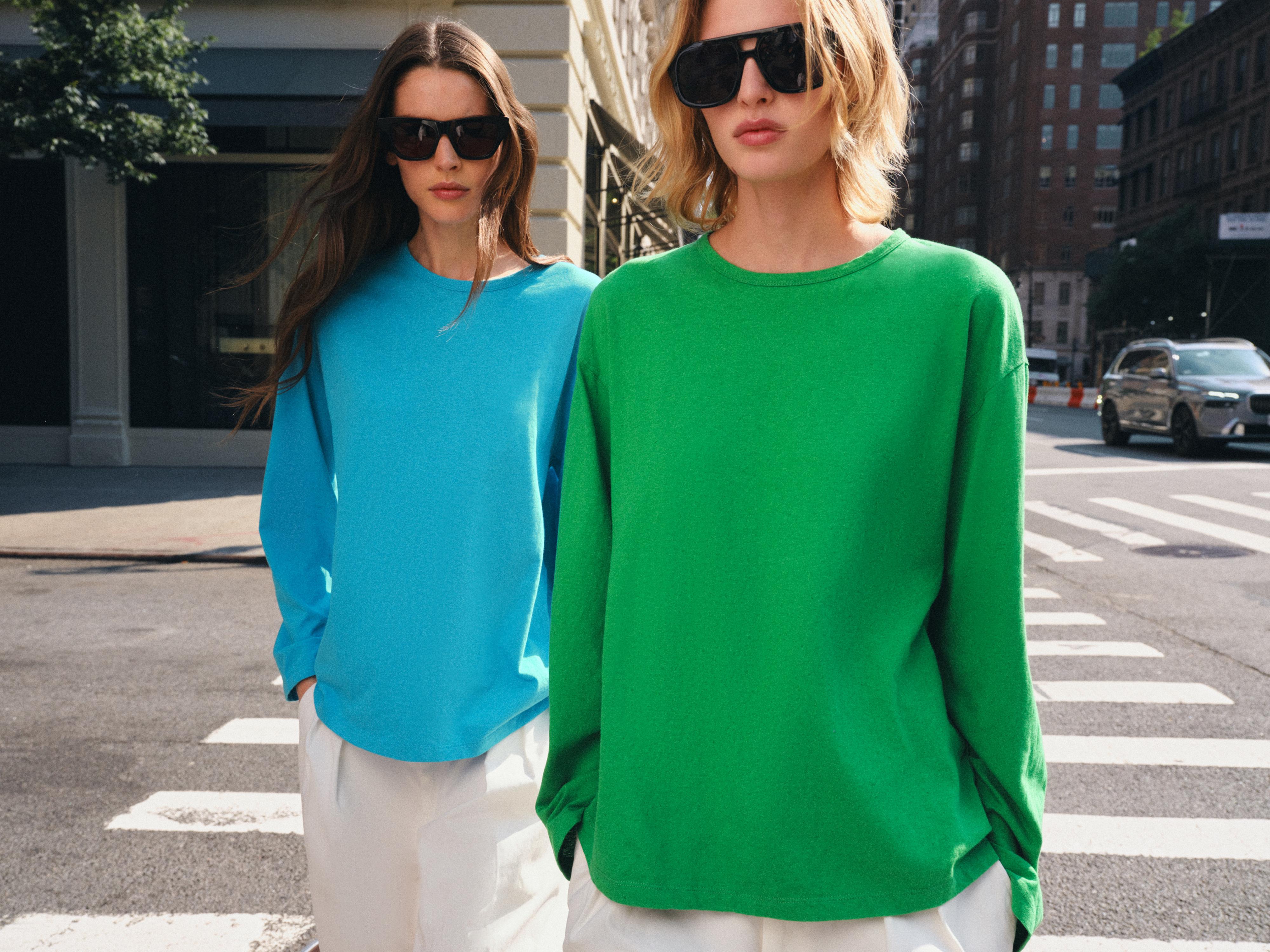 COTTON AND LINEN T-SHIRT — Green