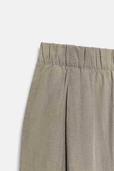ANKLE-LENGTH FLOWING TROUSERS - Brown / Taupe by Zara - Image 6
