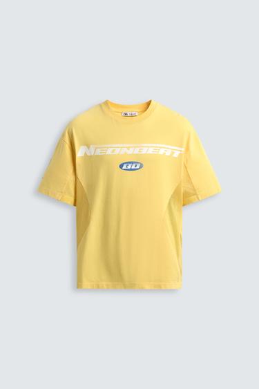 T-SHIRT WITH CONTRAST SLOGANS - Yellow by Zara