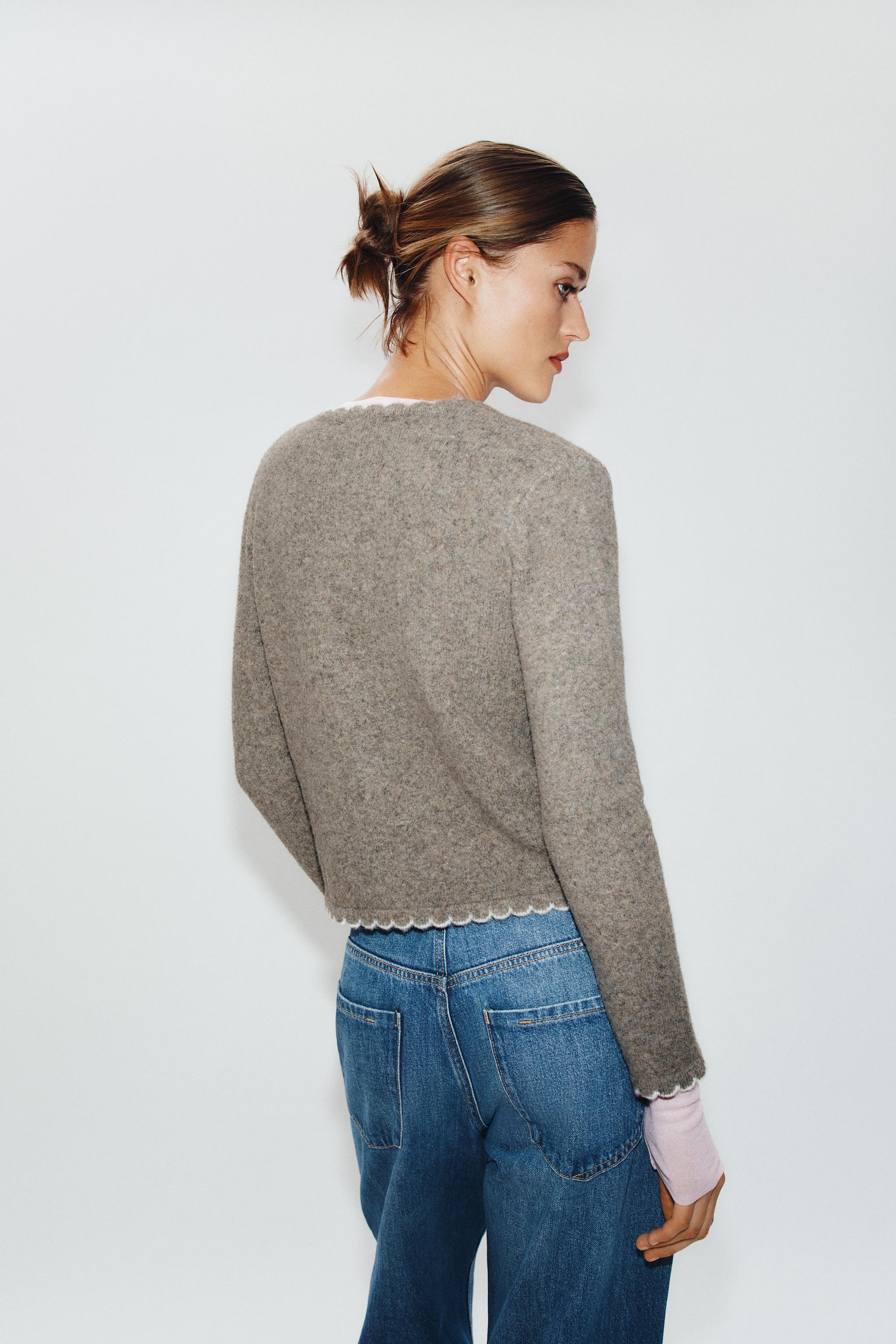 Zara KONTRAST BİYELİ TRİKO HIRKA görsel 5