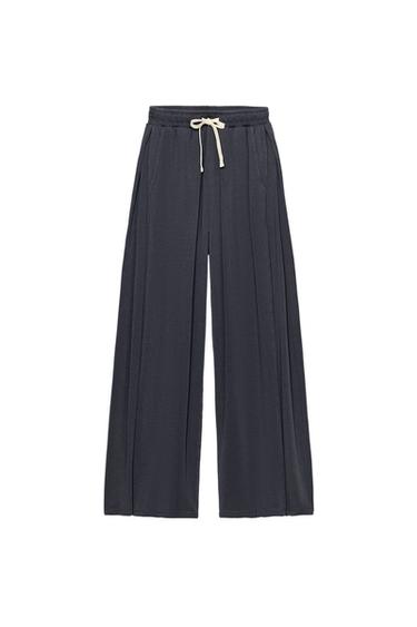 COTTON PLEATED TROUSERS - Blue by Zara