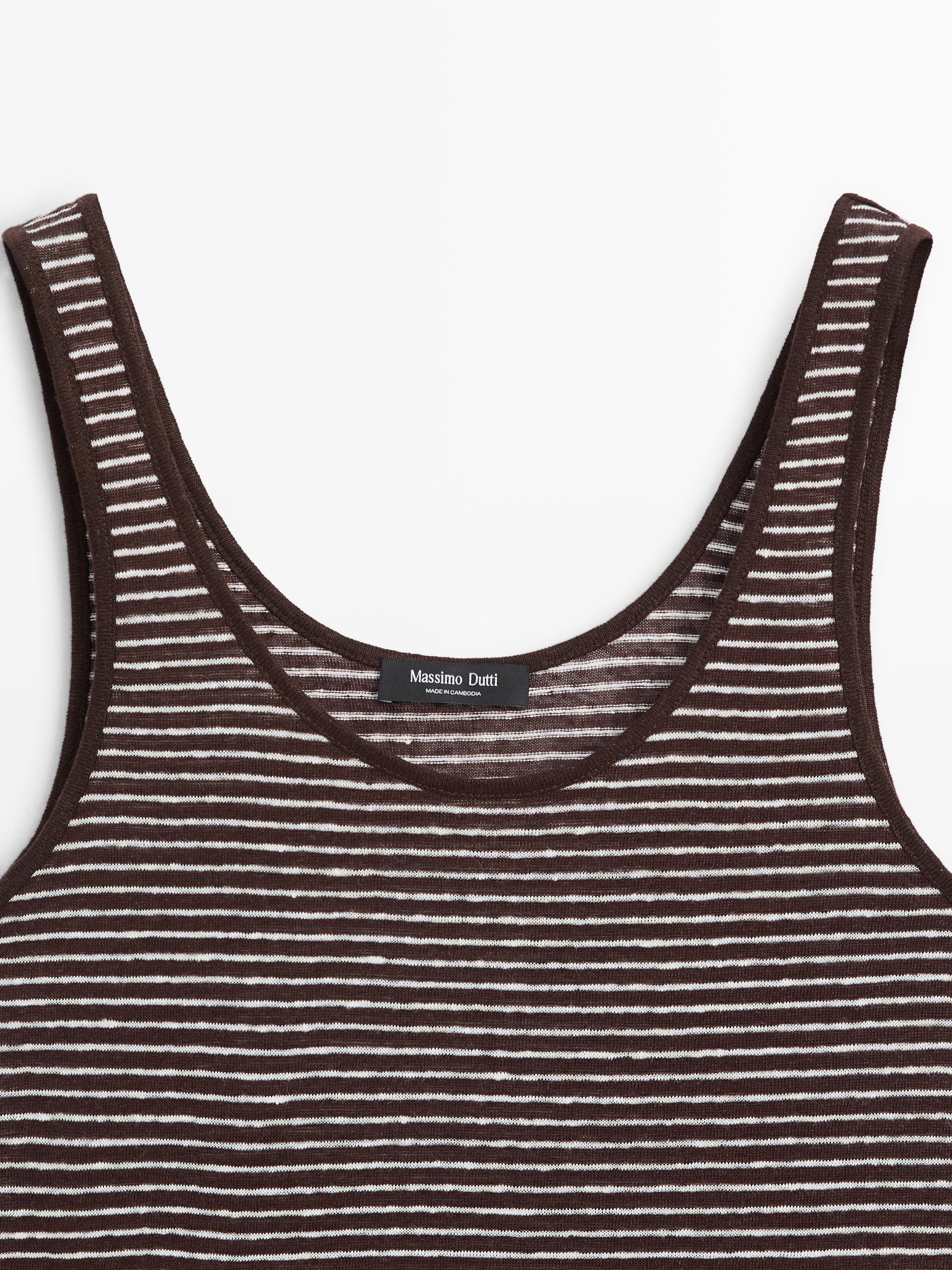 Striped strappy linen top