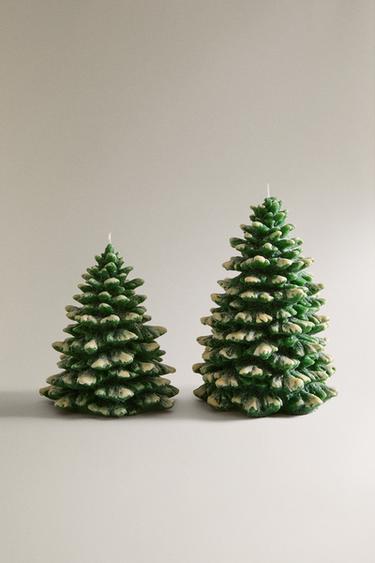 SNOWY CHRISTMAS FIR TREE CANDLE - أخضر الخاص بـ Zara