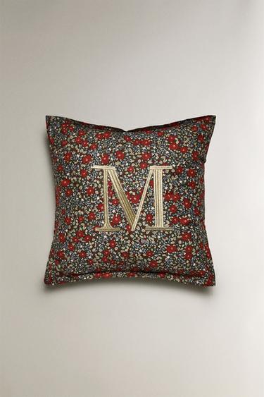 FLORAL CHRISTMAS LETTER 'M' CUSHION - Multicoloured by Zara - Image 0