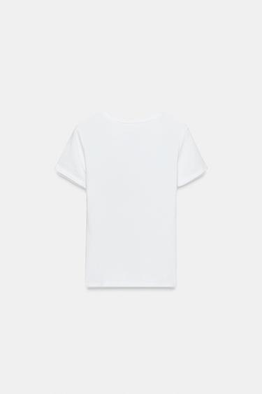 T-SHIRT WITH FLOWER POCKET - White by Zara - Image 5