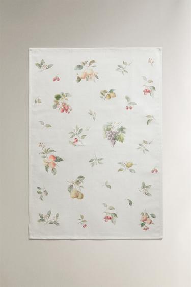 LOT TORCHONS CUISINE COTON FLEURS (LOT DE 2) - Vert de Zara - Image 1