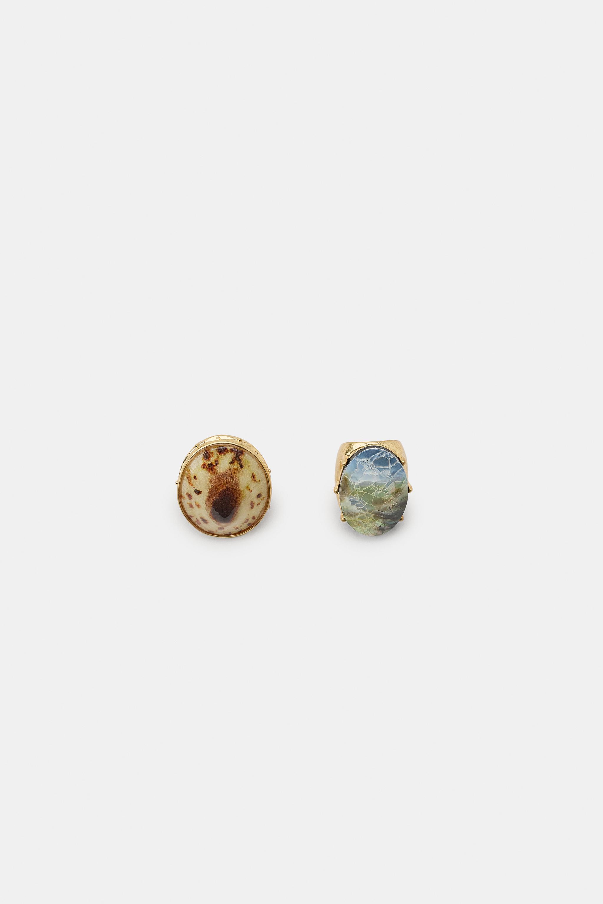 LOT DE 2 BAGUES COQUILLAGE MÉTALLIQUES