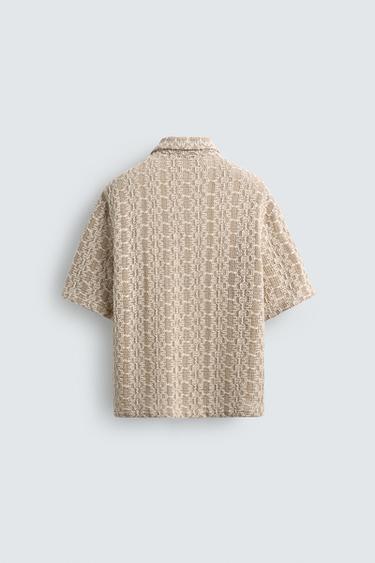 CROCHET TEXTURED SHIRT - camel by Zara - Image 7