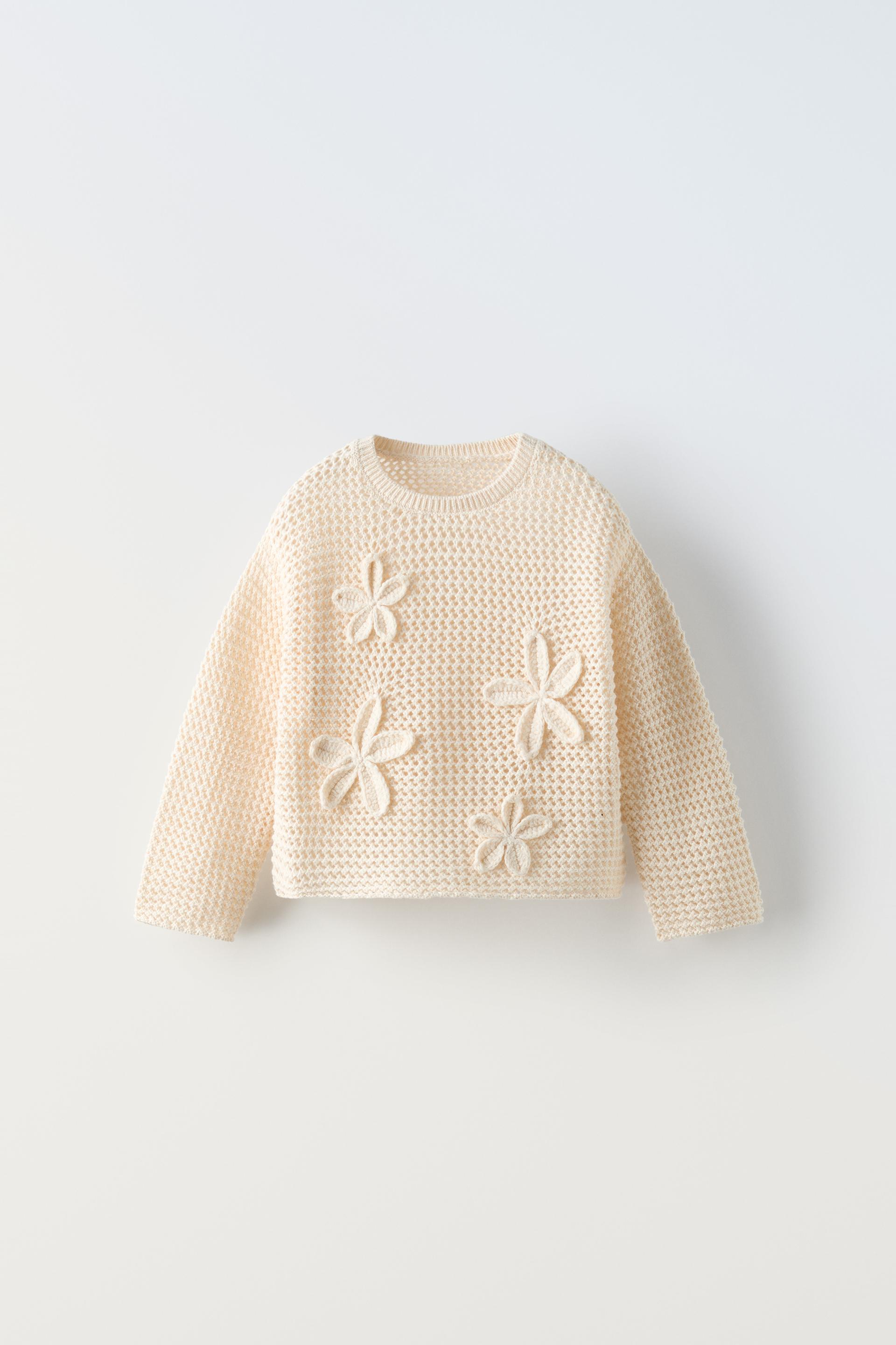 KNIT FLORAL SWEATER - Ecru | ZARA United Kingdom