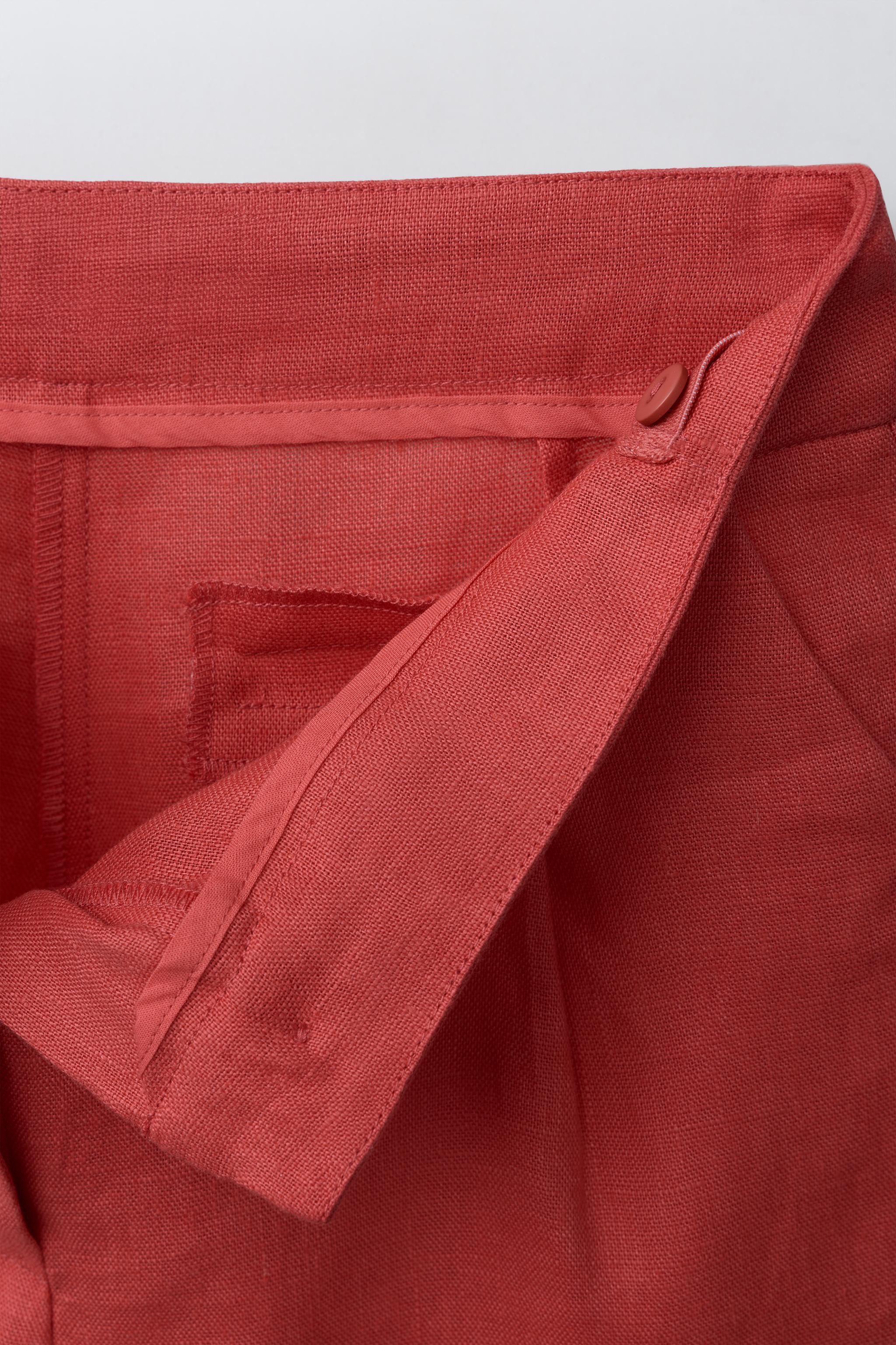 100% LINEN JEWELED BUTTON SHORTS