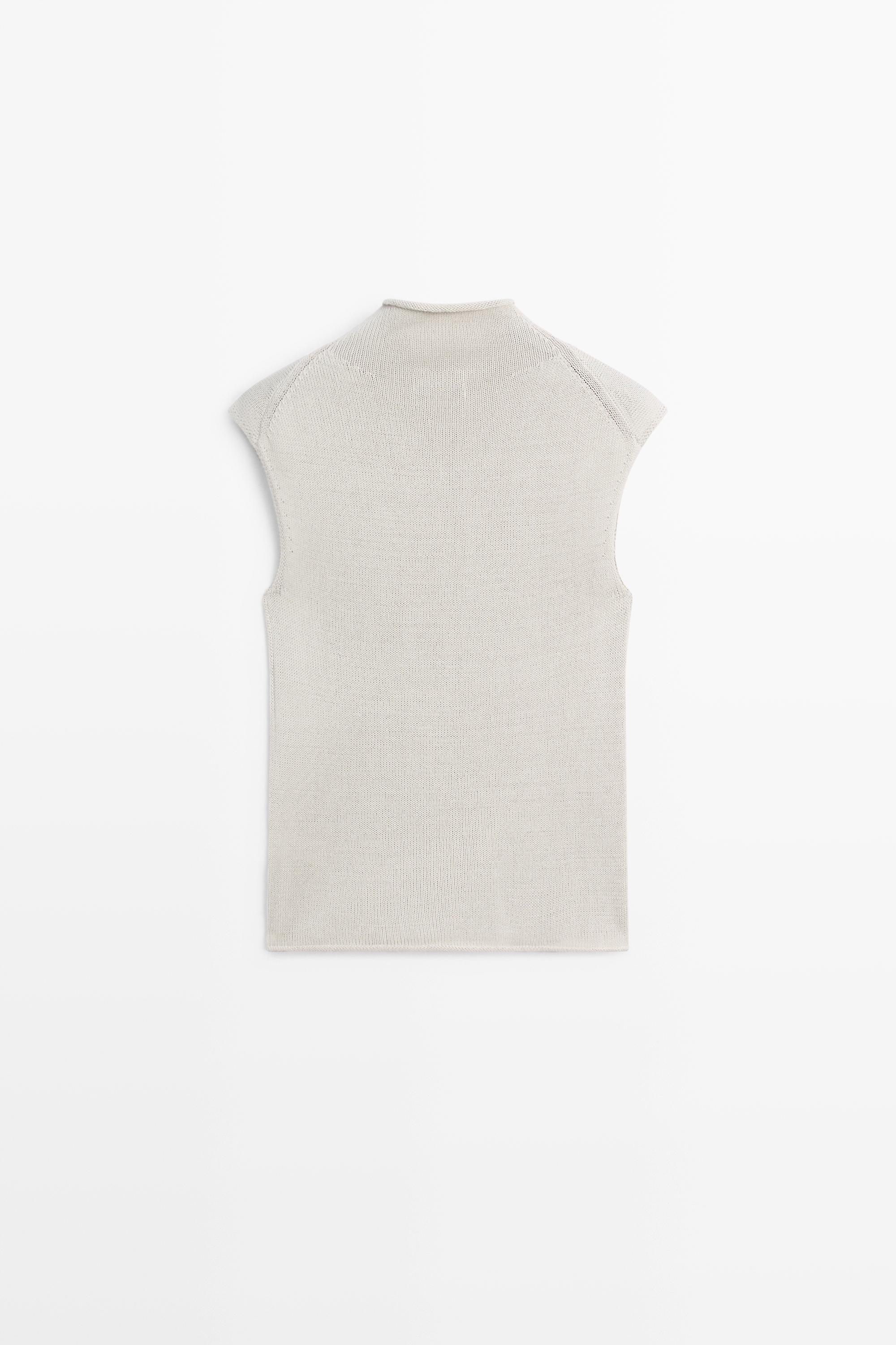 Cotton blend high neck knit top