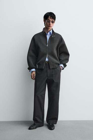 TECHNICAL JACKET WITH CONTRAST COLLAR - Dark grey by Zara