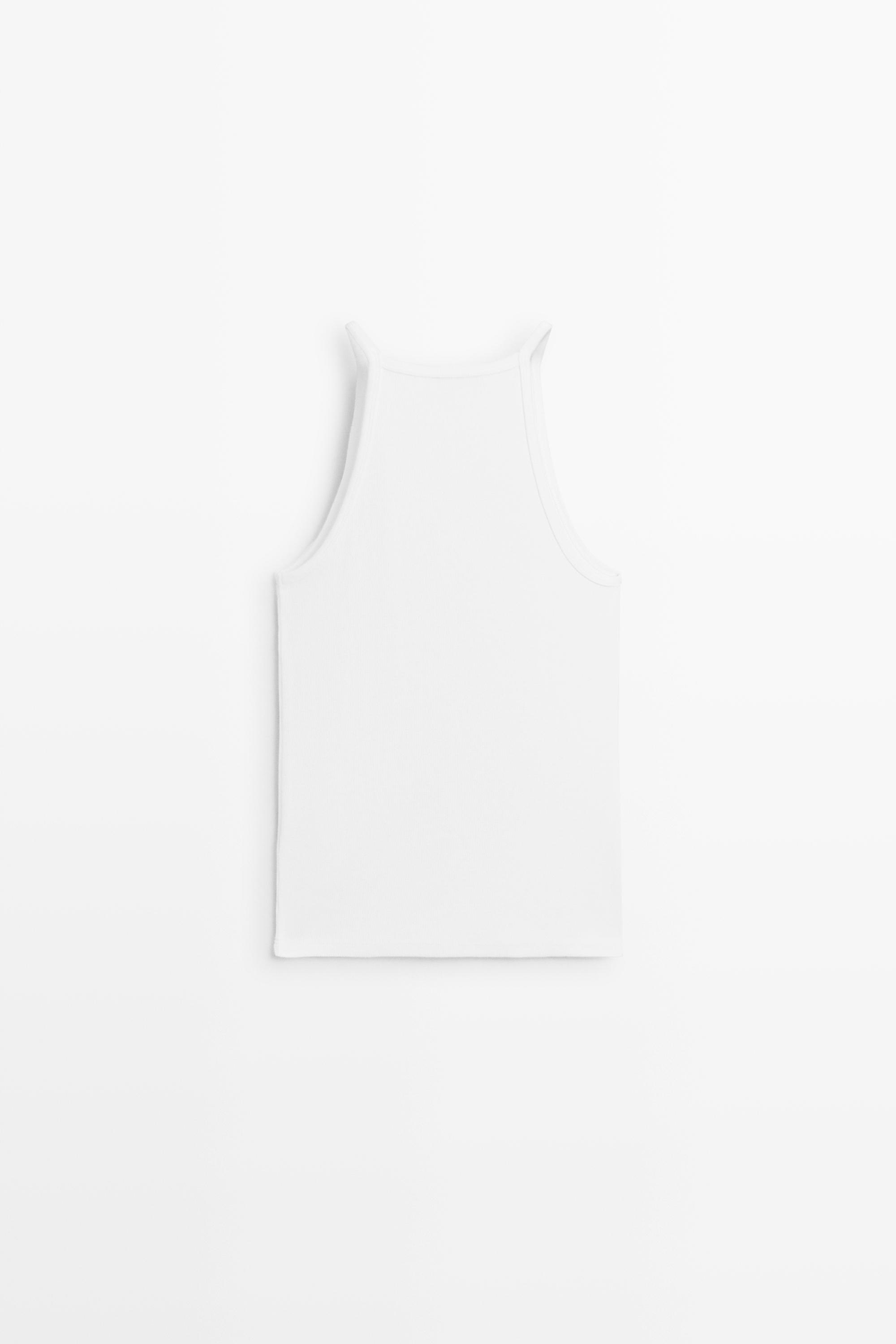 Top encolure américaine en coton mélangé