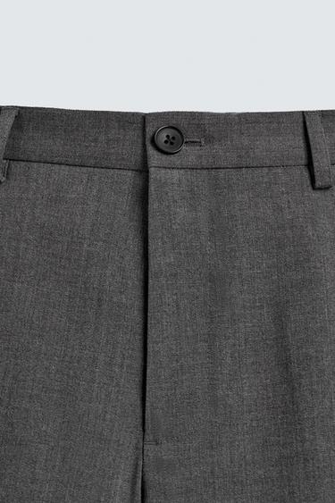 Zara REGULAR FIT WOOL BLEND NON-IRON PANTS - Gray