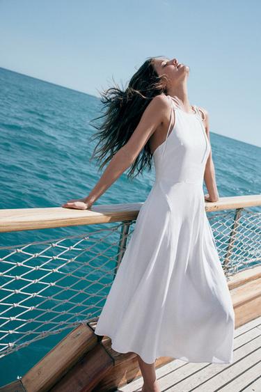 VOLUMINOUS TRENCH MIDI DRESS - White by Zara