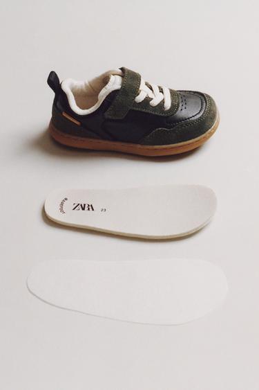 Zara BAREFOOT LEATHER SNEAKERS - Black
