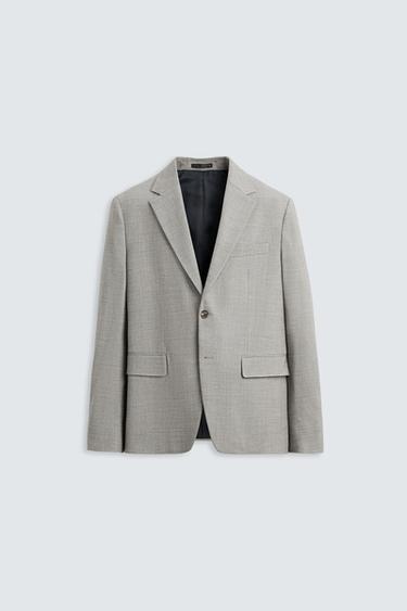 Zara TEXTURED SUIT BLAZER - Sand