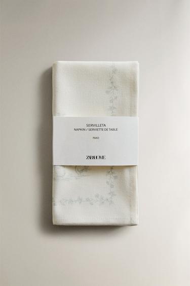 PACK OF COTTON TOILE NAPKIN (PACK OF 2) - Greenish by Zara - Image 4