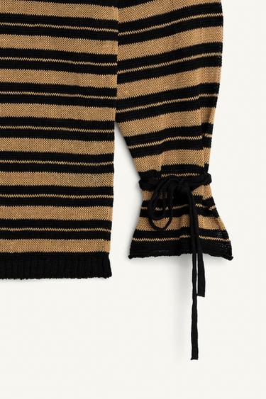 STRIPED LINEN BLEND JUMPER - Sand / Black by Zara - Image 7