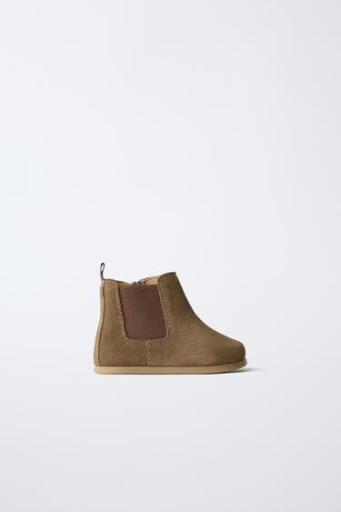 Zara BAREFOOT SPLIT LEATHER BOOTS - Brown