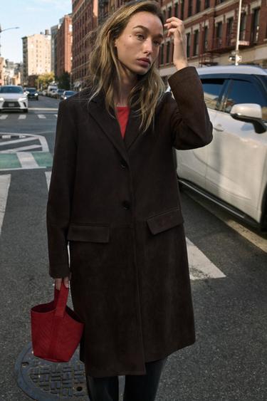 FAUX SUEDE FROCK COAT - chocolate by Zara