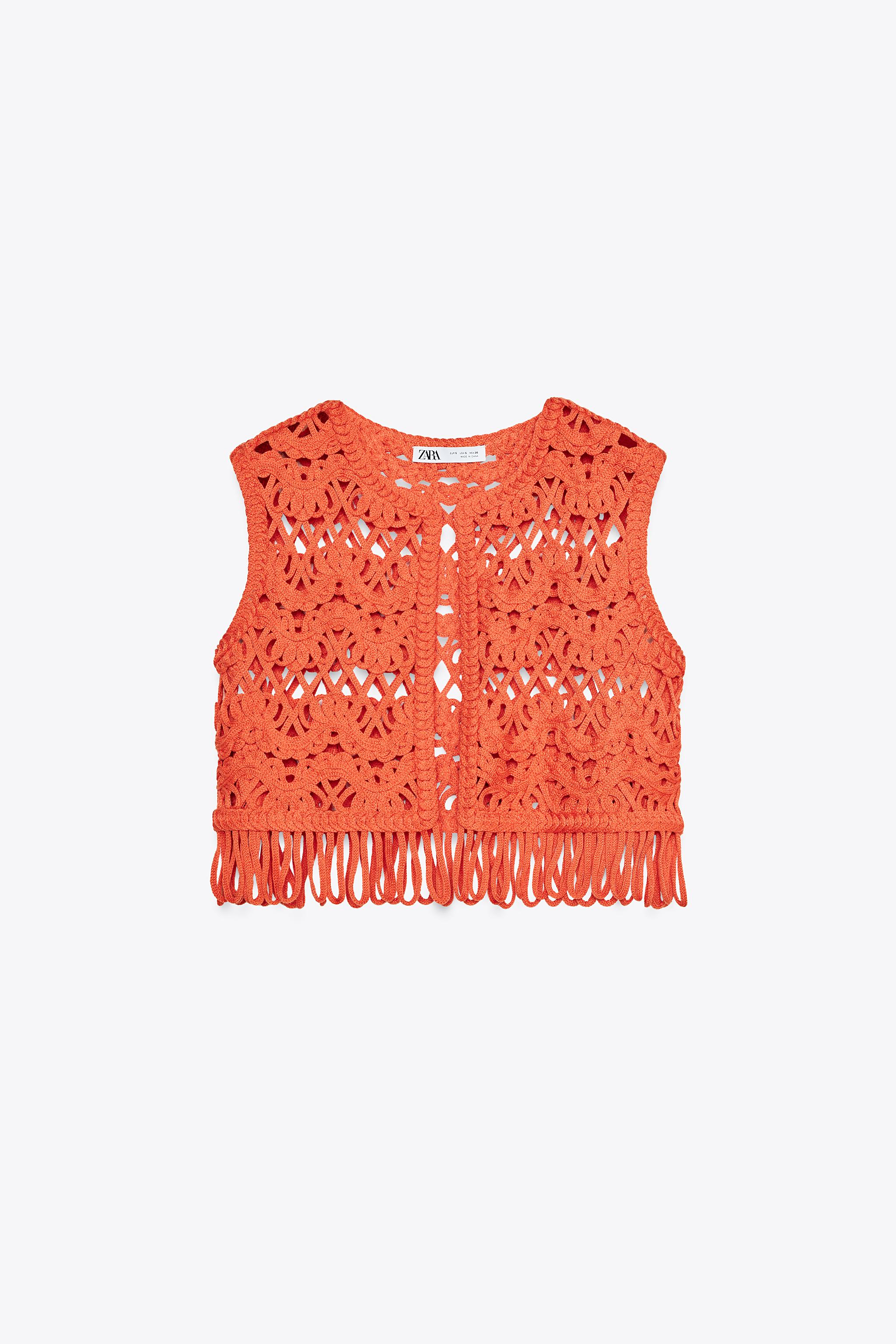 FRINGED KNIT VEST - Orange | ZARA Canada