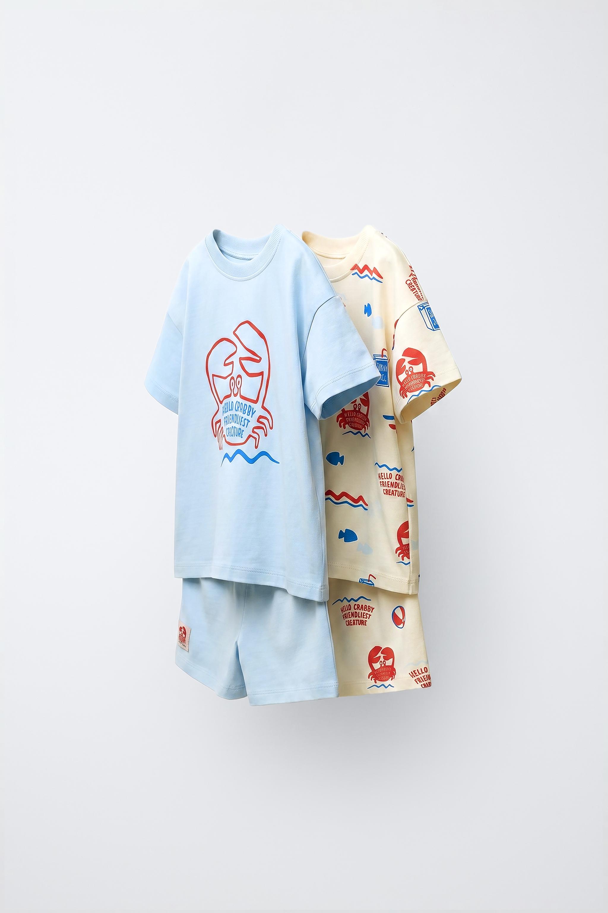 カニ柄パジャマ 2枚セット - ブルー | ZARA Japan / 日本