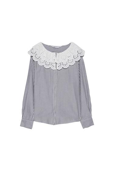 BLOUSE WITH CONTRASTING STRIPES