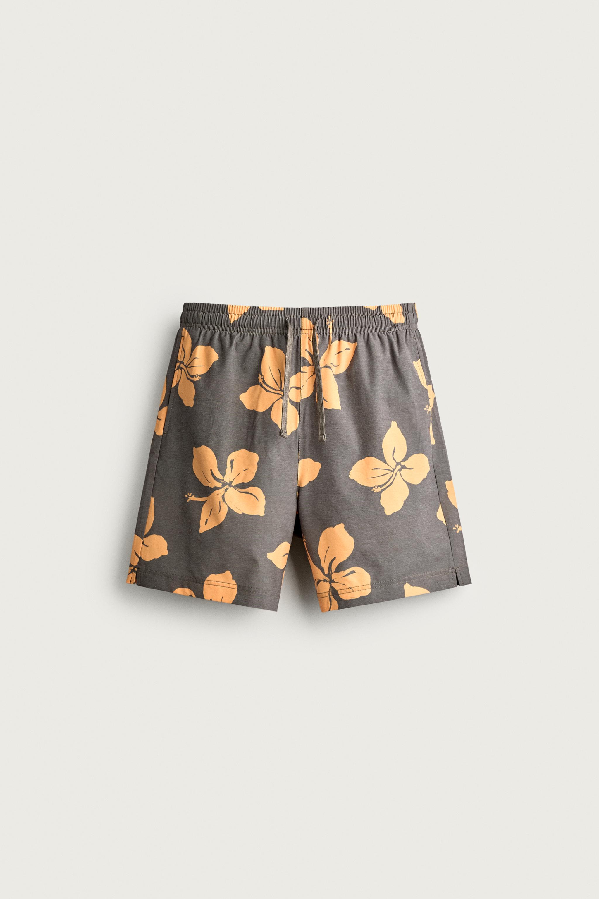 Пляжные шорты для мужчин, цветочный принт — Zara — фото 6