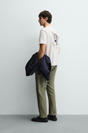 T-SHIRT À IMPRIMÉ EN CONTRASTE - Beige clair de Zara - Image 3