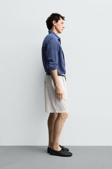 PLEATED RELAXED FIT BERMUDA SHORTS - Ecru by Zara - Image 3