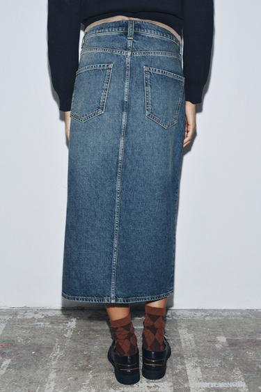 ZW COLLECTION DENIM SKIRT WITH SLIT - Blue by Zara - Image 2