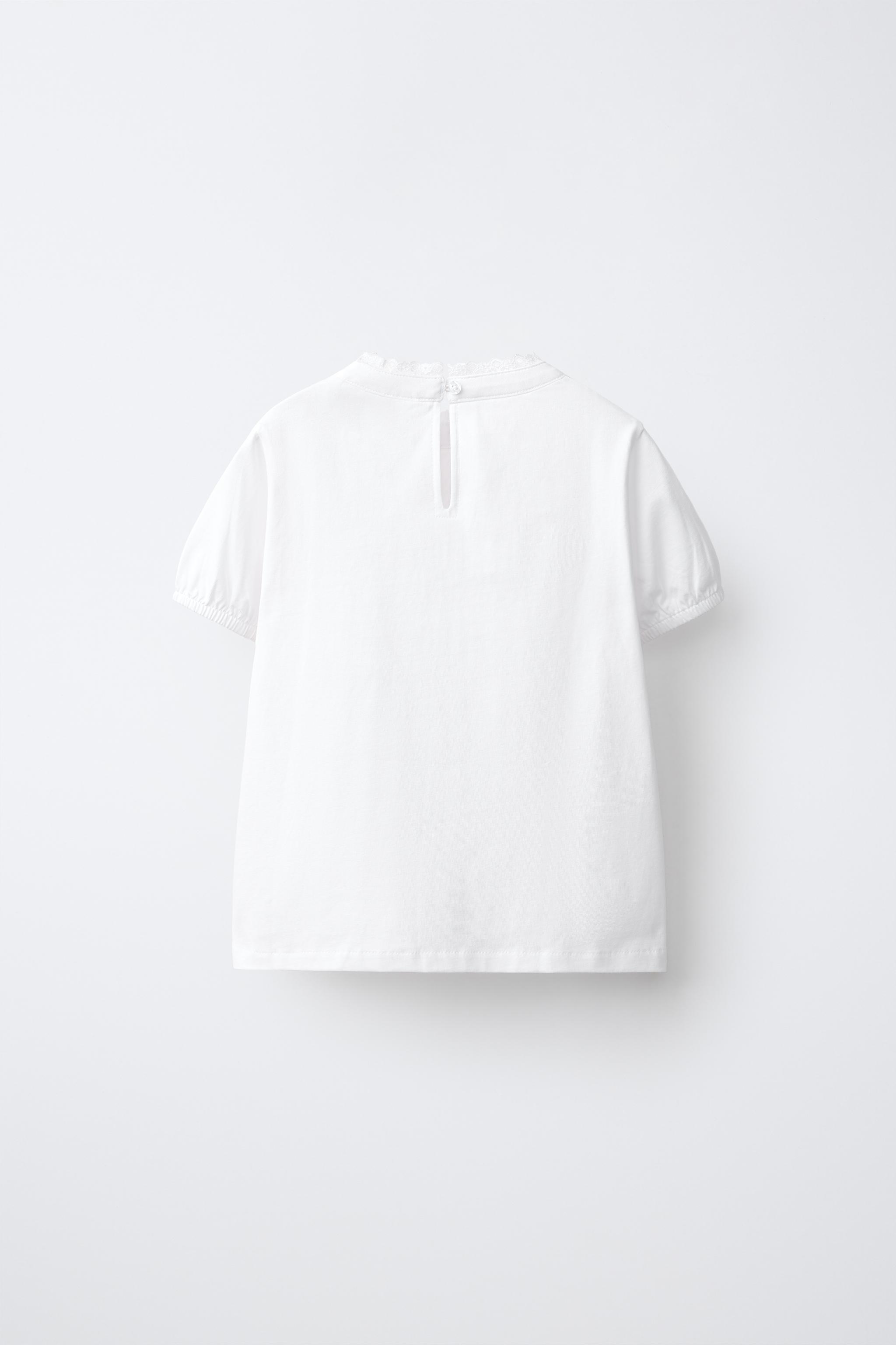 Детские топы Zara ROMANTIC PINTUCK AND LACE APPLIQUÉ TOP — фото 3
