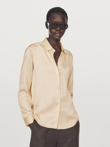 Zara Flowing satin shirt - Biscuit
