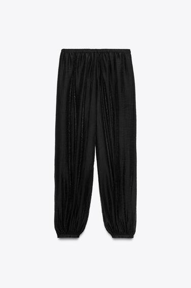 PANTALÓN BOMBACHO LAZOS ZW COLLECTION - Negro de Zara