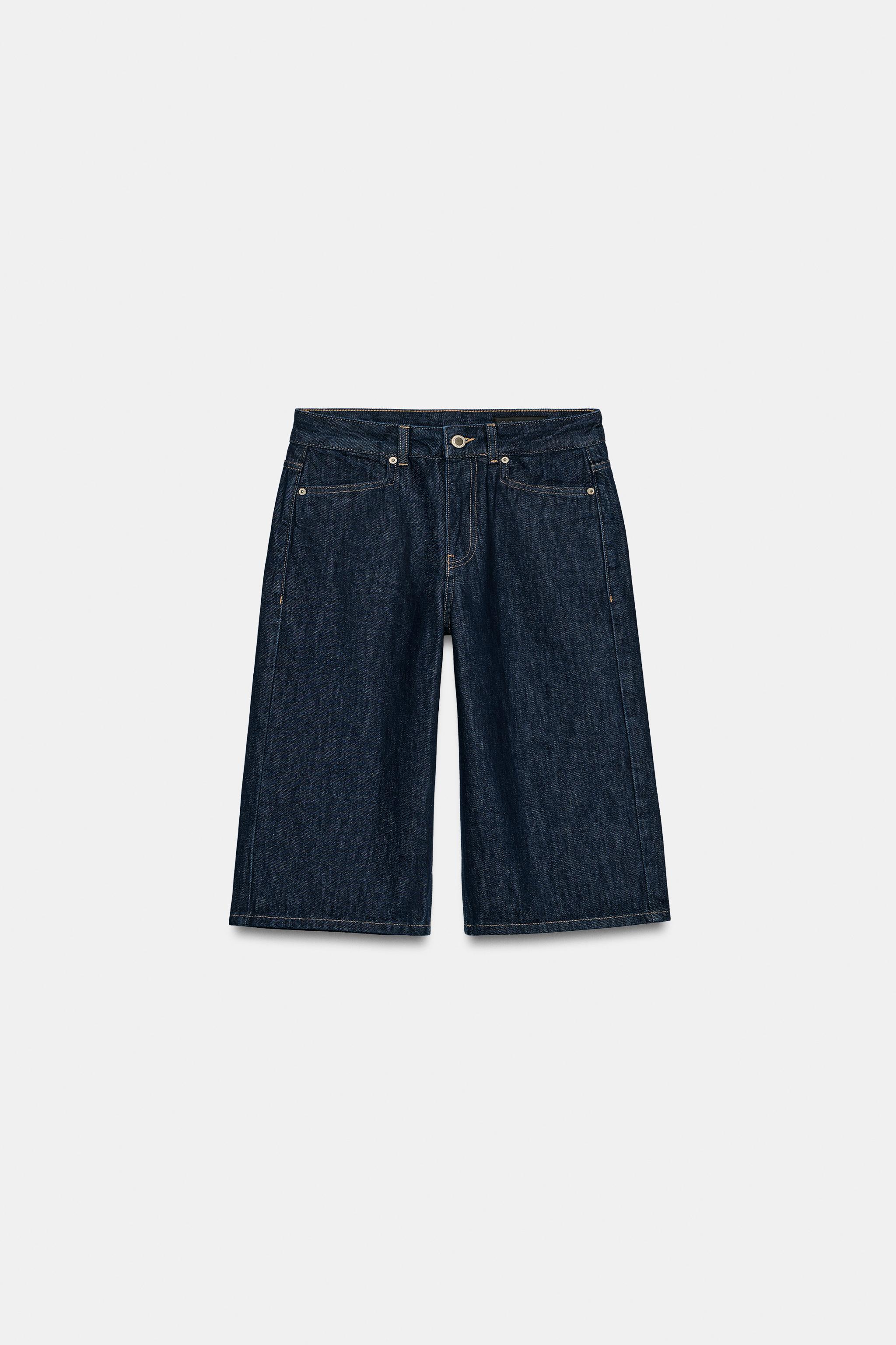 Zara ZW COLLECTION ORTA BEL DENIM BERMUDA görsel 5