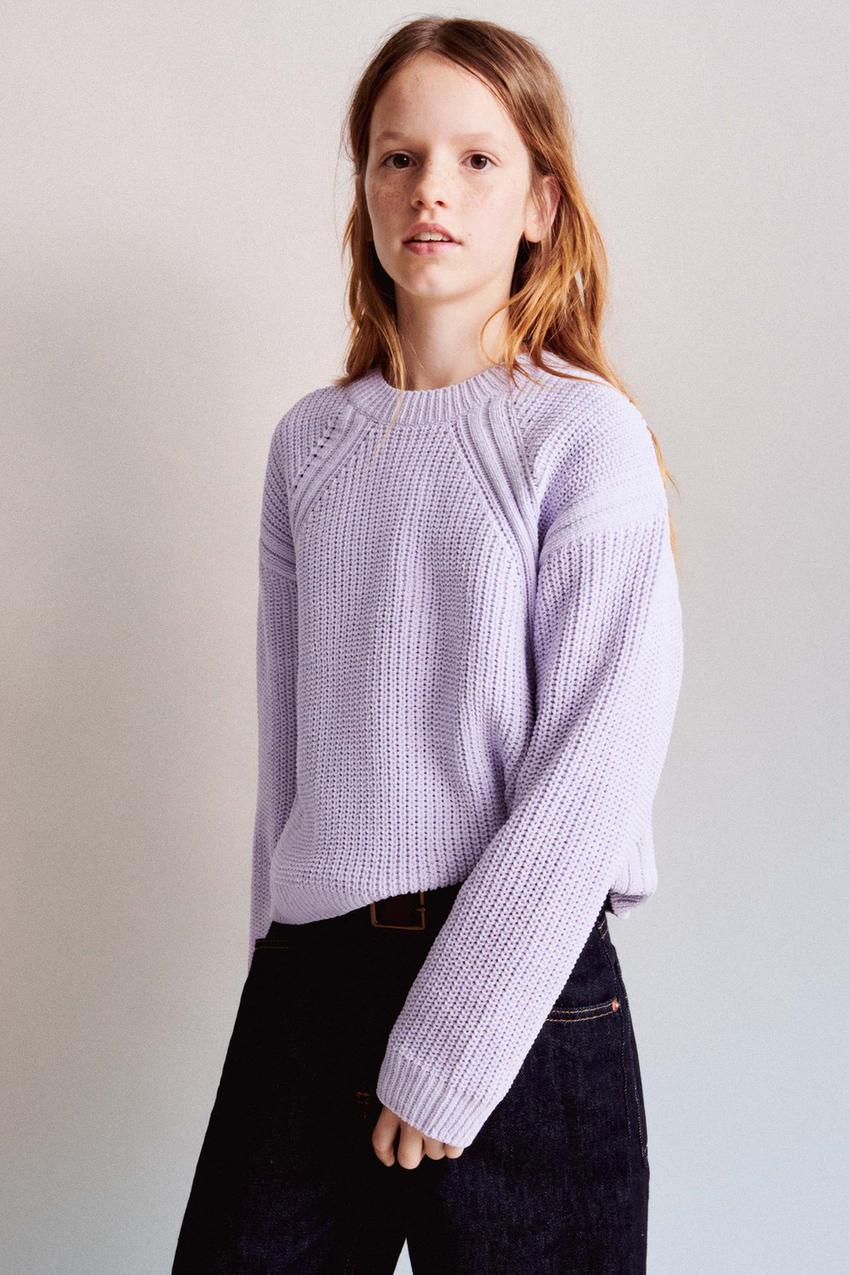 CHENILLE KNIT SWEATER - Lilac