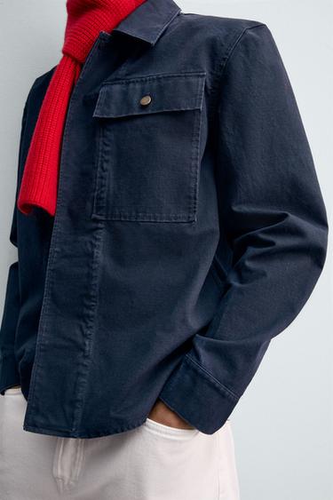 SURCHEMISE CANVAS POCHE - Bleu marine de Zara - Image 6