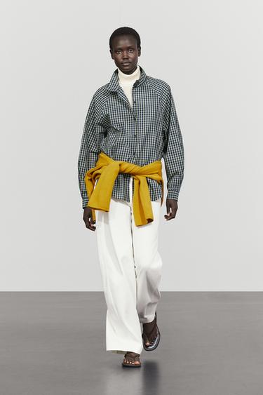 Zara 100% cotton check shirt - Blue - Image 0