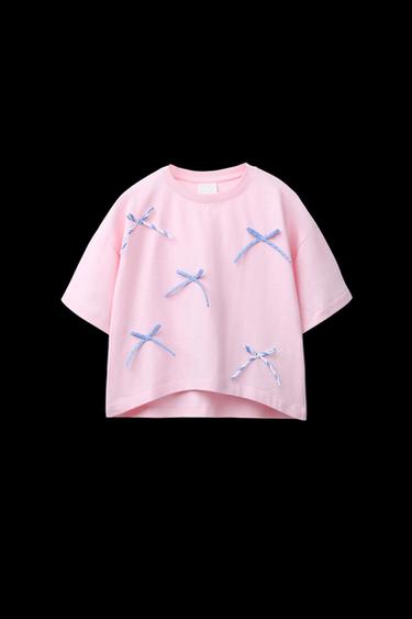 Zara BOW T-SHIRT - Pink - Image 0
