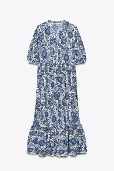 PRINTED MIDI DRESS - Blues by Zara - Image 4