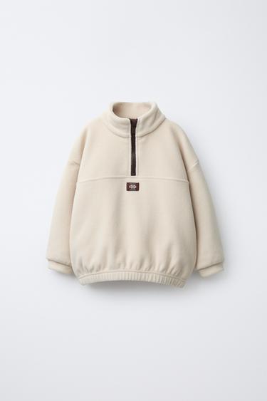 ÁO NỈ LÔNG CÓ KHÓA KÉO - Màu nâu nhạt dịu từ Zara