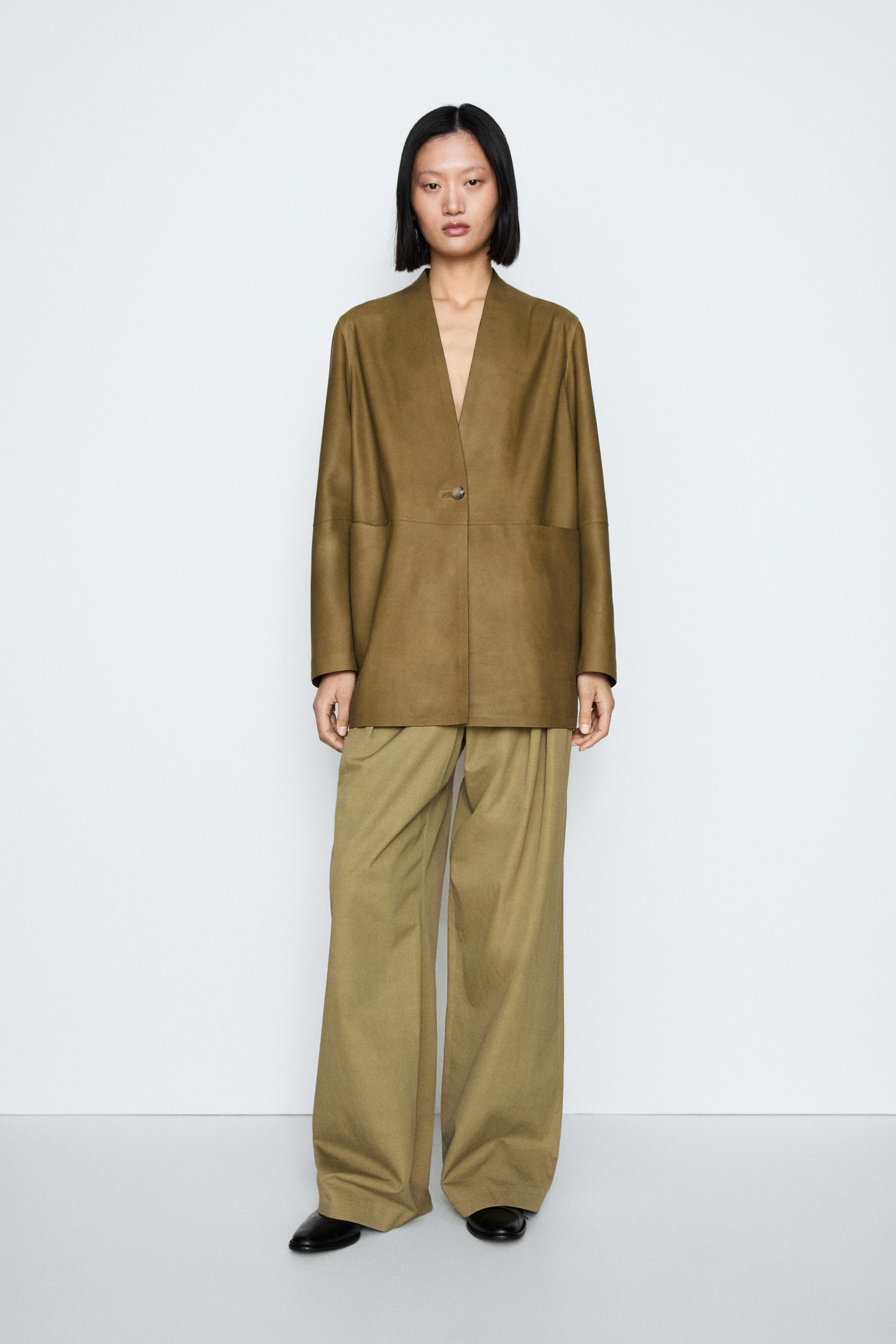 100% suede leather blazer with button detail - STUDIO
