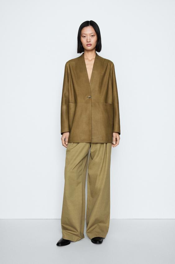 100% suede leather blazer with button detail - STUDIO from Zara - $890