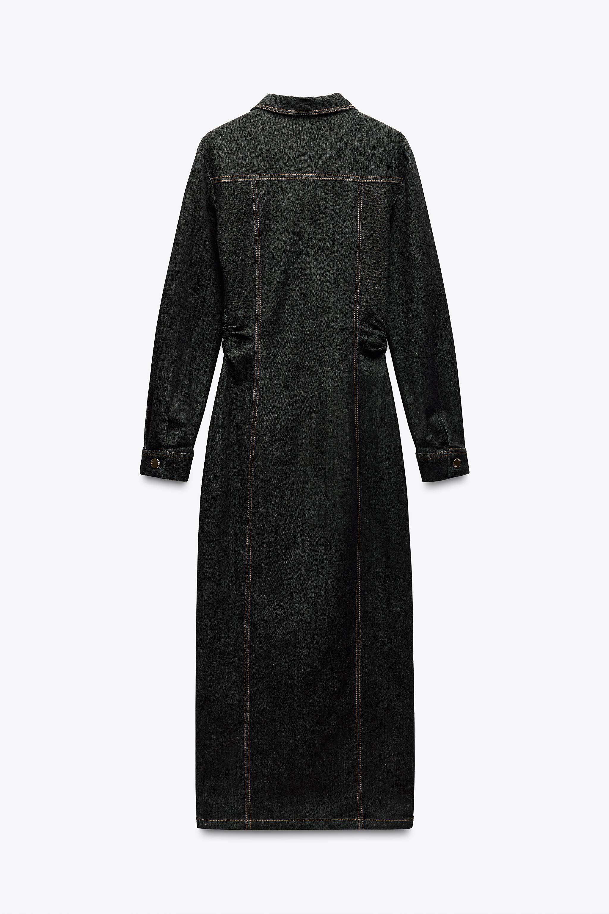 ミディ丈デニムドレス - ブラック | ZARA Japan / 日本