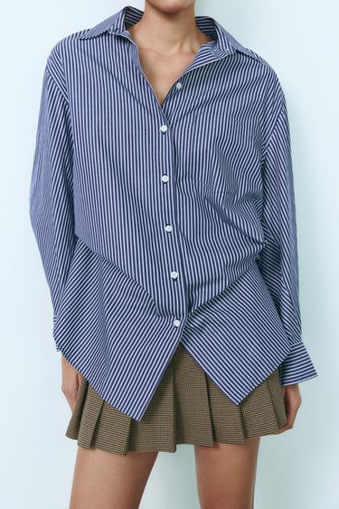 OVERSIZED POPLIN SHIRT - Blue / Navy by Zara - Image 0